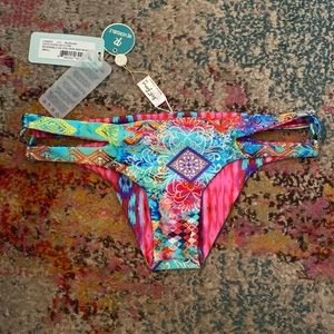 NWT Luli Fama Cayo So Close Reversible Zig Zag Open Side Bottoms